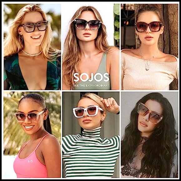 Oversized Cat Eye Sunglasses with UV400 Protection Lenses main image 7